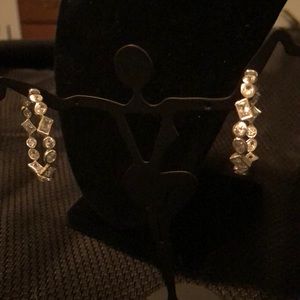 .925 Sterling Silver Hoop Earrings with CZ